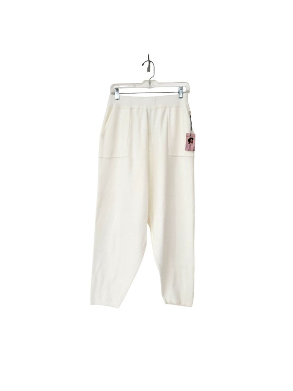Sincerely Jules Women's White Knit Lounge Pants XL With Pockets Elastic Waist Co